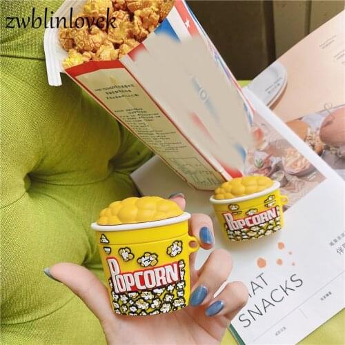 Funny food popcorn 3d case for airpods 1 2 pro 3 charging case soft silicone wireless bluetooth headset protective cover coke