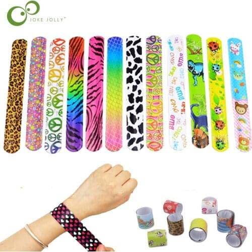 4Pcs Kids Novelty Cartoon Slap Bracelets Wrap Wristband Ring Band Party Toys Birthday Holiday Party Gifts GYH