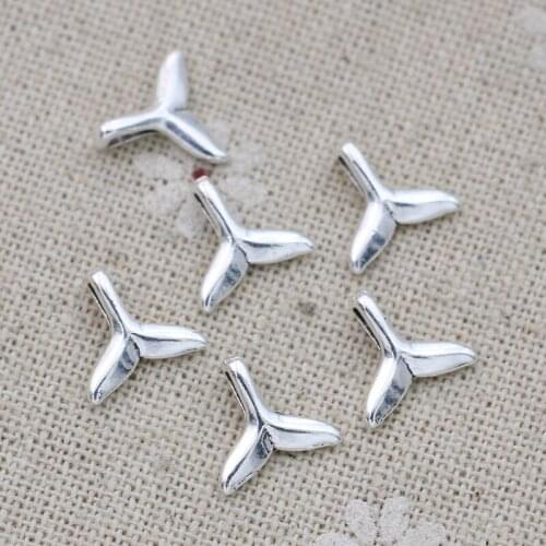 50pcs Antique Silver Plated Mermaid Tail Charms Pendants for Jewelry Making Necklace DIY Handmade Findings 10mm
