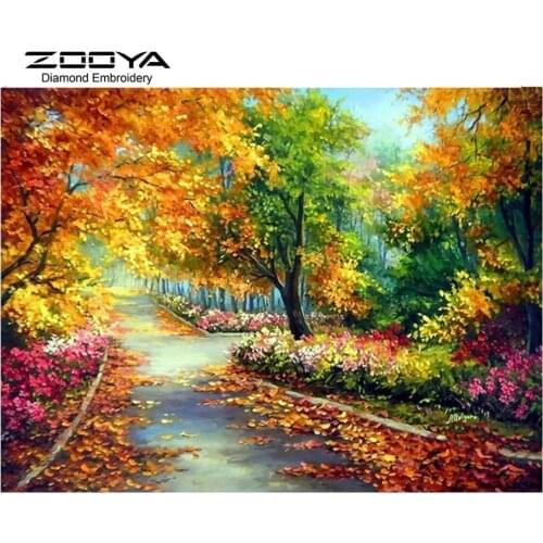 3D DIY Diamond Painting Cross Stitch Scenic Forest Byway Crystal Diamond Embroidery Needlework Full Diamond Set Decorative BJ419
