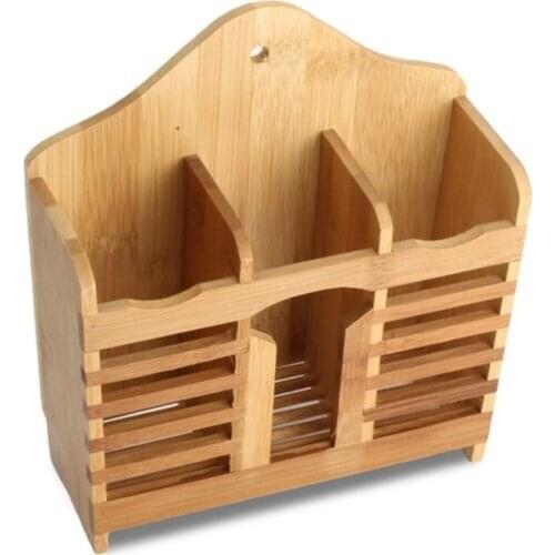 Bamboo Spoon Fork Organizer Holder Stand For Kitchen Bamboo Kitchen Tool Brush Holder For Countertop Dining Table and Bathroom