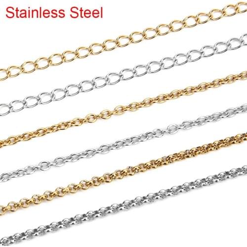 2/5meters Stainless Steel Thin Chains Bulk for Necklace Bracelets 2 2.5mm Golden Color Metal Link Chains Lot Diy Jewelry Making