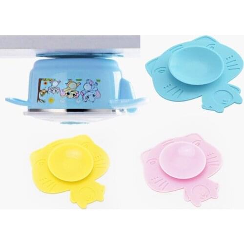 Baby Tableware Anti-slip Pads Kids Feeding Bowl Sucker Mat Cat Double Sided Fixed Pad Cartoon Silicone Suction Cup Placemat