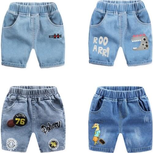 New 2021 Kids Summer Denim Shorts Baby Boys Fashion Cartoon Print Denim Shorts Children Casual Jeans Short Pants Clothing