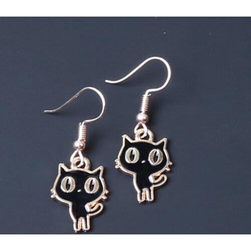 DIY Enamels Cat Earring For Women Cute Anime Animal Earrings For Girls Trendy Cats Cartoon Black White Pussy Earing Jewelry Gift