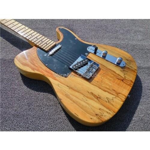 Hot sale tele guitar,rotten wood veneer top basswood body maple neck natural glossy finish guitar,chrome hardware,free shipping
