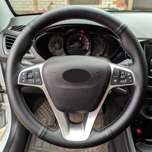 Hand-stitched Black PU Artificial Leather Car Steering Wheel Cover for Lada Vesta 2015 2016 2017 2018 2019 Xray 2015-2019 2020