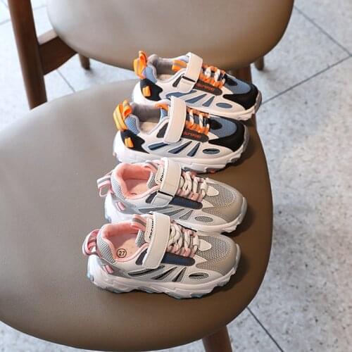 Kids shoes Color matching sneakers 2021 autumn new childrens shoes girls fashion breathable lightweight boys running shoes