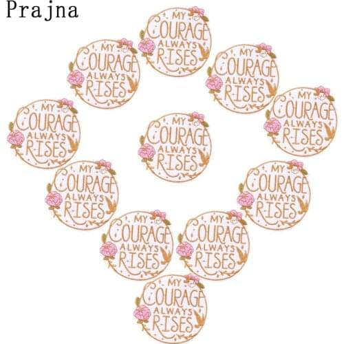 Prajna Round Letter Patch Iron On Patches For Clothing Cartoon Embroiderd Stripe On Clothes Flower Sticker Applique Letter Badge