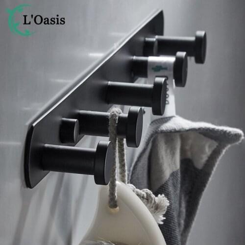 Brass Black Robe Hook Wall Mounted Holder Hanger Electroplating Finish Bathroom Kitchen Accessories 2-6 Rows