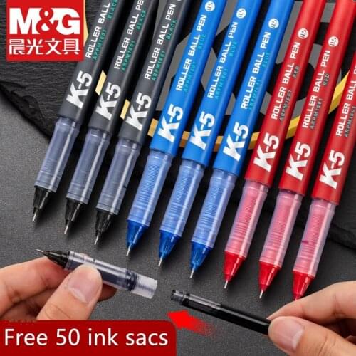 M&G k5 Full Needle Straight Liquid Ball Pen BX-V5 0.5mm Gel Pen Exam Pen Multicolor Writing Smooth and Smooth Large Capacity