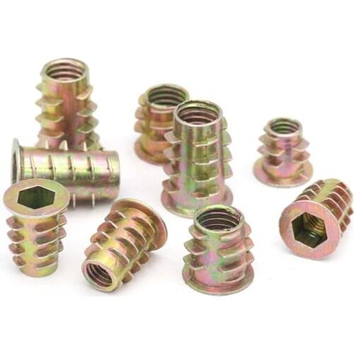 20X M4 M5 M6 M8 Metal Hexagon Hex Socket Head Embedded Insert Nut E-Nut for Wood Furniture Inside and Outside Thread Zinc-alloy