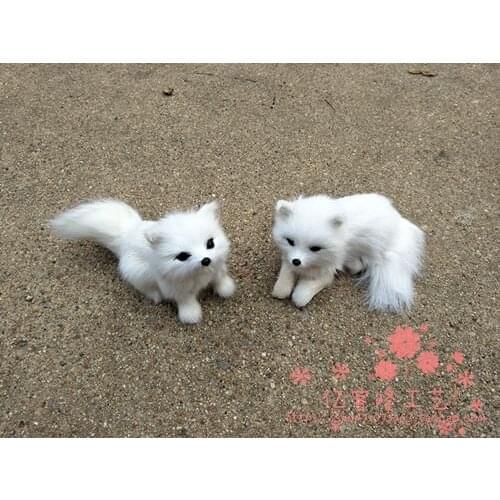 Simulation white fox about 12 cmHandmade craft model,polyethylene&furs toy,Photography Prop,home decoration Xmas gift w4091