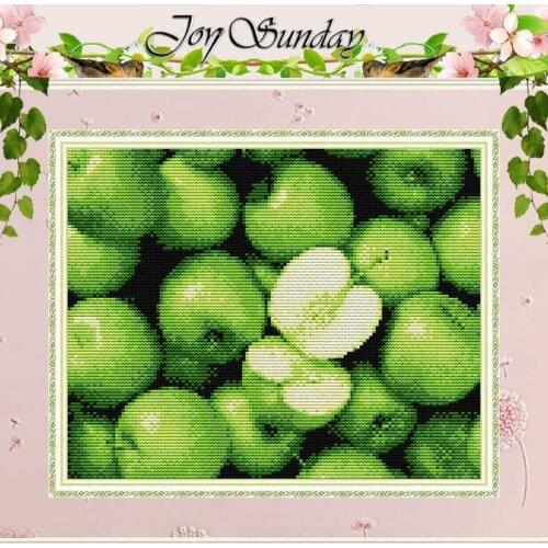Green Apple Patterns Counted 11CT 14CT Printed Cross Stitch Sets Handmade Chinese Cross-stitch Kits Embroidery Needlework