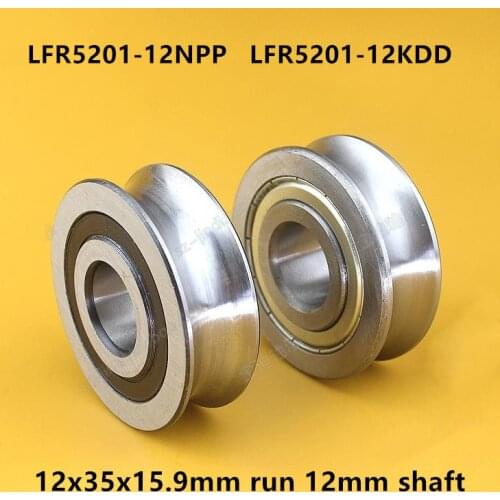 20pcs LFR5201-12NPP LFR5201-12KDD U groove pulley track guide roller bearing LFR5201-12 ZZ 2RS 12x35x15.9 mm run 12mm shaft