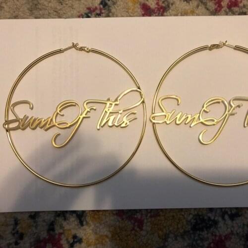 Stainless Steel Letter Earring Round Custom Name Earrings 304 Female Nameplate Earrings Anti-allergy 30-100mm