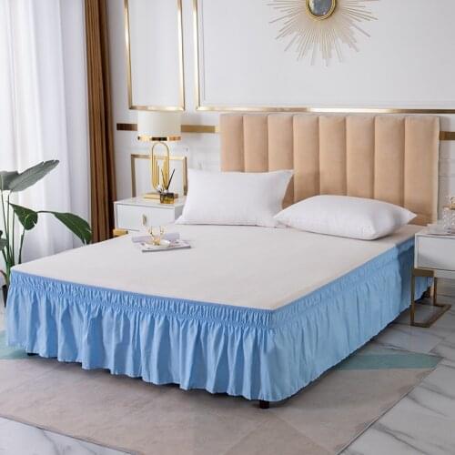 Hot Sale Twin/Full/Queen/King Size Bed Skirt Wrap Around Elastic Band Bed Skirt Home Hotel Bed Skirt without Surface Solid Color