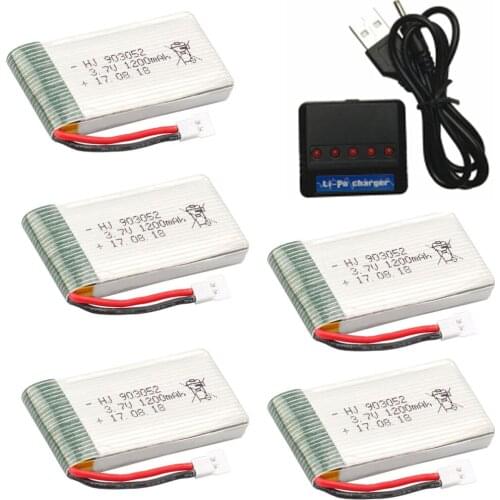 Original 3.7v 1200mAh with Charger Units for SYMA X5 X5C X5SC X5SH X5SW Drone Quodcopter Spare lipo Battey Parts 3.7 v 5pcs/set