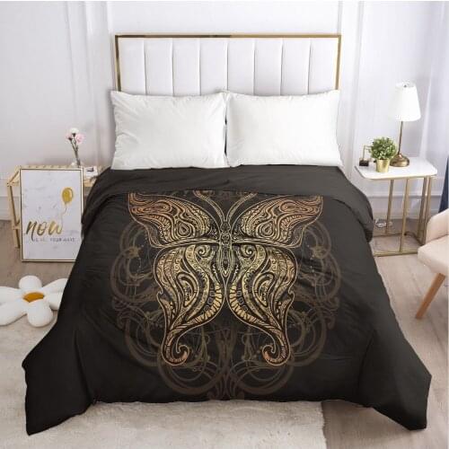 Custom Duvet Cover with Zipper Comforter/Quilt/Blanket Case Queen/King 240x220 260x220 245x210 3D Bedding Black Golden butterfly