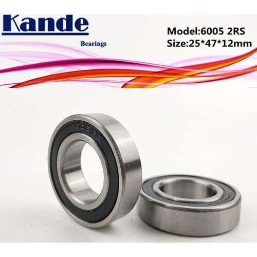 6005RS Bearing 2pcs ABEC-5 High quality 6005 2RS Single Row Deep Groove ball bearing 6005-2RS 25x47x12 mm