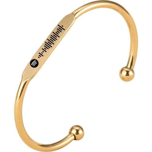 Custom Music Spotify Scan Code Bracelet For Women Men Customized Cuff Copper Bangle Bracelet Personalized Song Code Jewelry Gift