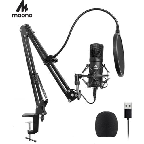 MAONO Professional Studio Microphone Podcast USB Microphone Kit Karaoke Condenser Microphone for Computer YouTube Recording