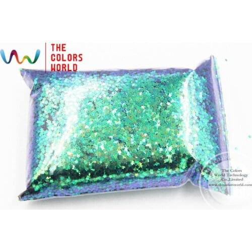 TCR402 Iridescent Malachite Green With Purple and Gold luster color 2.0MM Size Star Shape glitter for nail Art or DIY decoration