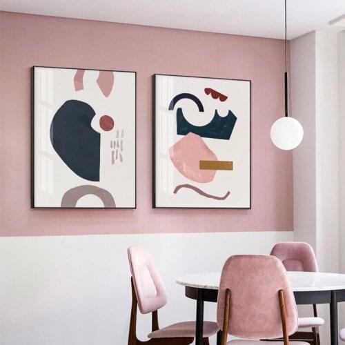 Nordic Contemporary Art Canvas Painting Abstract Geometric Wall Art Colorful Poster and Print Wall Picture for Living Room Decor