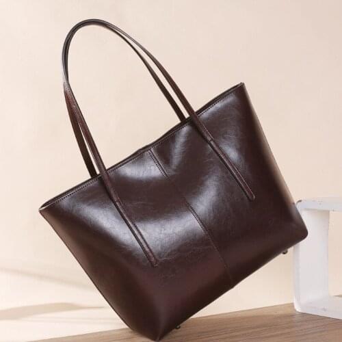 Genuine Leather Womens Tote Bag Luxury Brand Designer Handbag Large Capacity Shoulder Bags Female Shopper Casual Armpit Bag