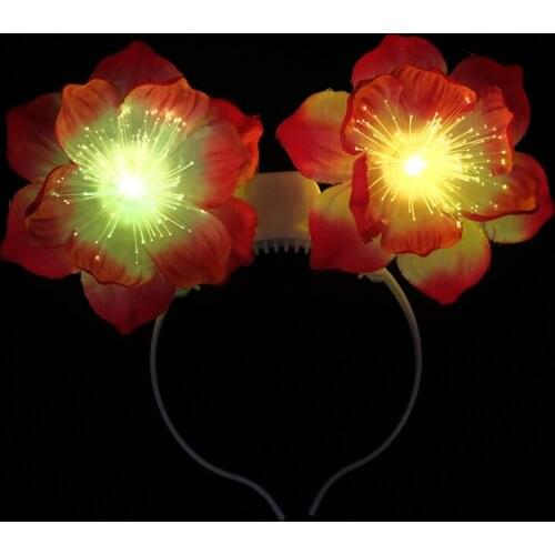 12pcs Simulation Flower LED Luminous Hair Hoop Fiber Hair Decoration Concert Christmas Halloween for Women Girl