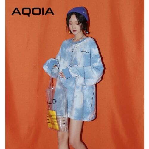 Autumn Streetwear Letter printing Loose Womens Hoodies Sweatshirt Tie Dye Y2K Women Sweatshirts 2020 Fashion Female Pullovers