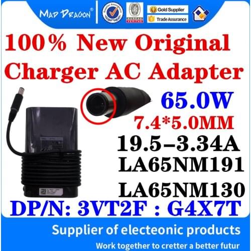 New Original 03VT2F 0G4X7T For Dell Latitude E7250 Adapter 19.5V 3.34A 65.0W 7.4*5.0mm LA65NM191 LA65NM130 Laptop Power Charger