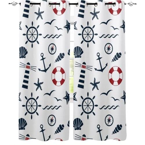 Anchor Lighthouse Compass Compass Kids Blackout Curtains For Baby Girls Bedroom Children Curtains For Living Room Decoration