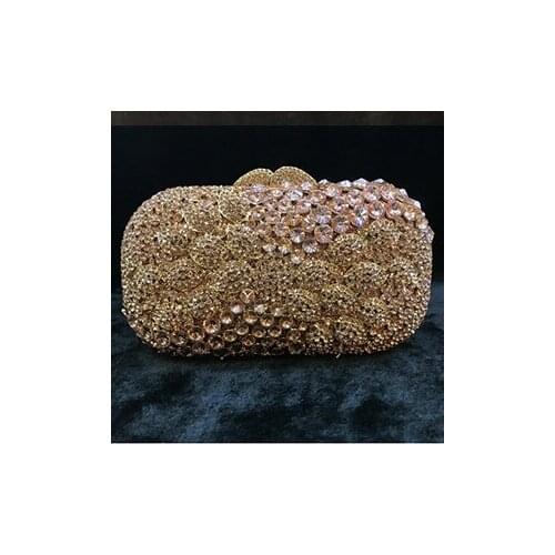 Women Crystal cocktail Clutch Evening Bags Bridal wedding Diamond Clutch Purse prom Party Minaudiere dinner Handbag gold/blue