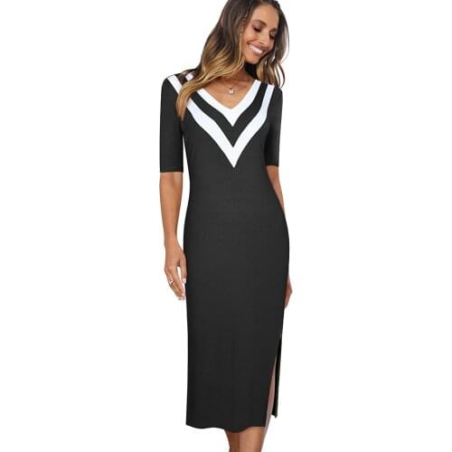 Nice-forever Summer Women Fashion Green Color Patchwork Midi Dresses Casual Tunic Straight Dress btyA229