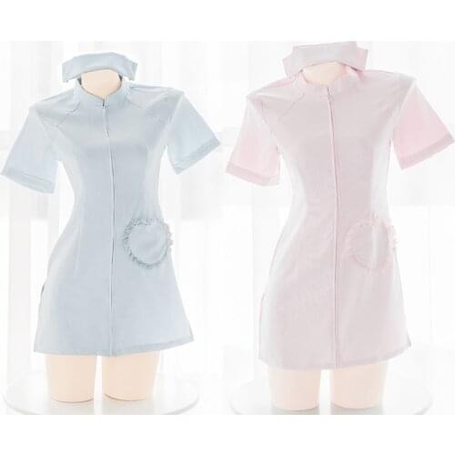 Women Cosplay Lingerie Cute Nurse Costume Maid Outfit For Couple School Girl Pink White Kawaii Doctor Roleplay Uniform Drop Ship