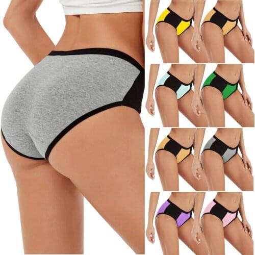 Women Sexy Lingerie Solid Color Patchwork Briefs Panties Comfortable Underwear Knickers Bikini Underpants Lingerie Big Size