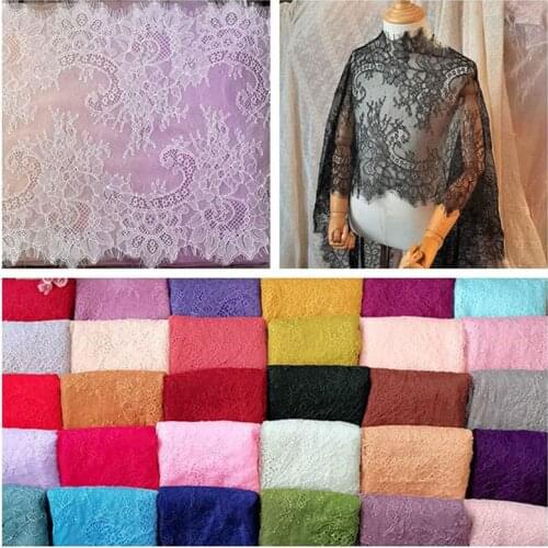 1.5 Meters/Piece 33CM Wide Soft Eyelash Chantilly Lace Trim DIY Wedding Lace French Fabric 44 Colors