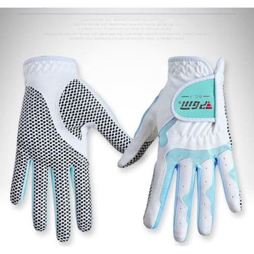 1 Pair Anti-slip Design Women Golf Gloves Outdoor Sports Two Hands Granules Microfiber Cloth Breathable Soft Bike Cycling Gloves