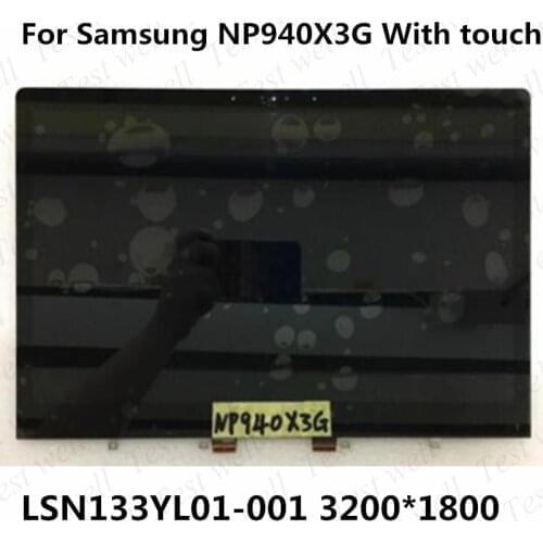 13.3" LCD Screen Display Assembly Touch glass display NP940X3G-K01 LSN133YL01-001 For Samsung NP940X3G