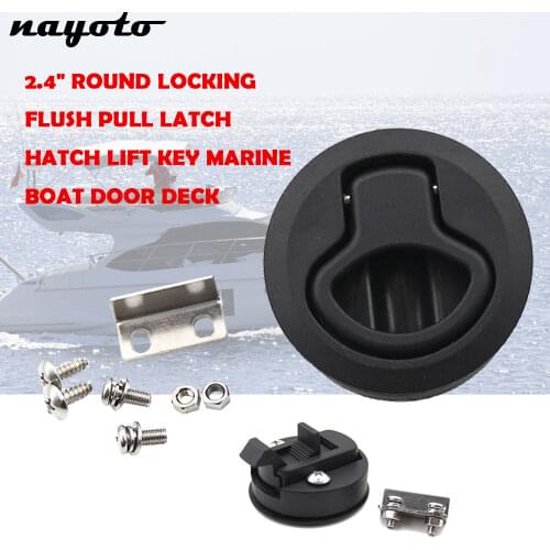 2PCS 2.4" Round Flush Mount Pull Hatch Latch Replacement Plastic Black For RV Marine Boat Deck Southco
