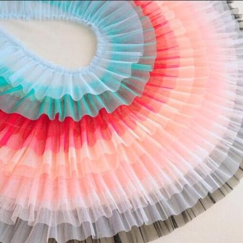 5Meters/lot 10cm wide 20 color new thin section mesh pleated lace handmade DIY doll skirt ladies clothing accessories AC1107