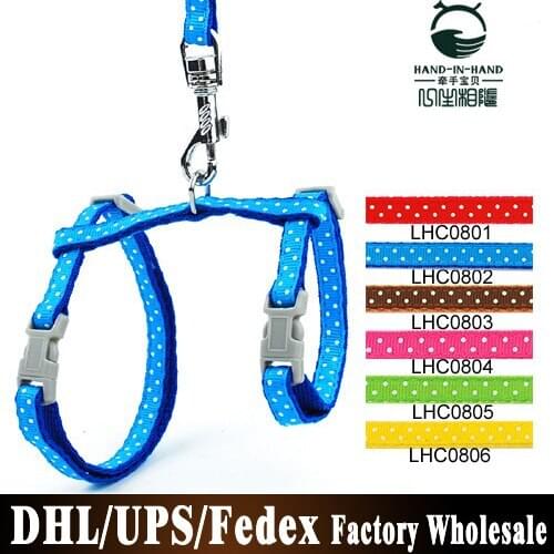 50Pcs/Lot Pet Cat Or Dog Kitten Belt Nylon Lead Leash Halter Collar Harness Clasp