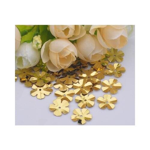 500pcs/lot Flower Sequins 14mm PVC Decoration Sewing DIY Wedding Craft Scrapbook For Clothing Gold