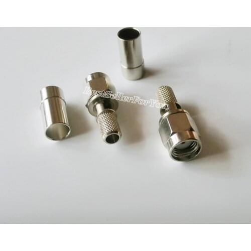 5X RP-SMA male window crimp For RG58 RG142 LMR195 RG400 Cable Connector Nickel