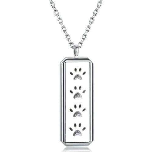 Animal Paw Print Aroma Diffuser Locket Pendant Jewelry Stainless Steel Aromatherapy Perfume Necklace Essential Oil Locket