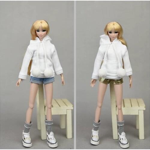 White Pullover Sweater + Jeans pants skirt shorts / clothing set outfit for 30cm barbie kurhn xinyi Fr2 ob Doll / doll clothes