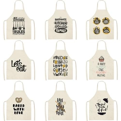 Letter Alphabet Kitchen Aprons For Women Cotton Linen Household Cleaning Pinafore Home Cooking Apron farmhouse decor kitchen