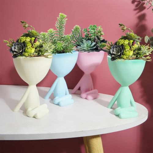 Creative Abstract Human Shaped Tabletop Vase Nordic Style Empty Plant Container Flower Pot for Indoor Outdoor