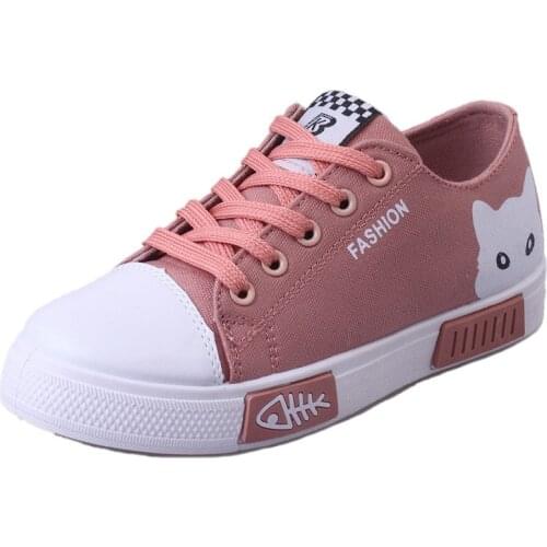 2019 New Women Vulcanize Shoes Casual Women Shoes Fashion Sneakers Women Canvas Shoes Cartoon Ladies Shoes White Espadrilles